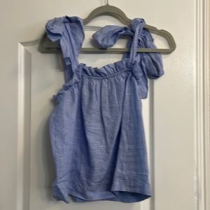 J.Crew blue linen tank with ties